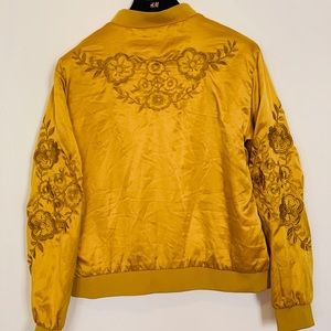 Forever 21 Gold Satin Bomber Jacket